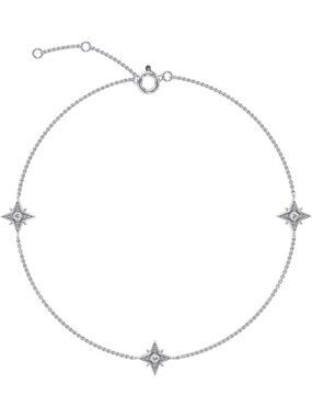 Elegant Starburst Charm Bracelet with Lab Grown Diamonds, 14K Gold Plated